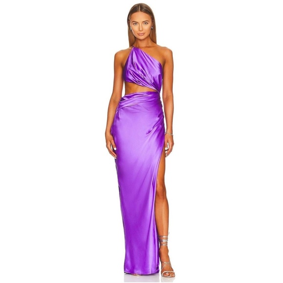 The Sei x REVOLVE One Shoulder Cut Out Gown Dress 100% Silk Bridal Grape